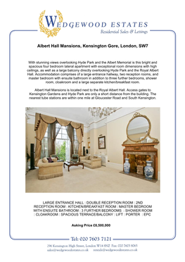 Albert Hall Mansions, Kensington Gore, London, SW7