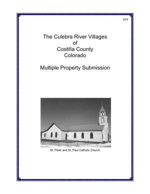 The Culebra River Villages of Costilla County Colorado Multiple Property