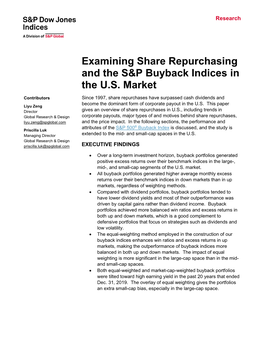 Examining Share Repurchases and the S&P Buyback Indices