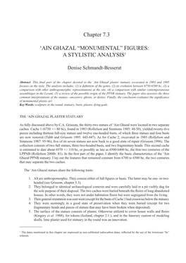Ain Ghazal “Monumental” Figures: a Stylistic Analysis1