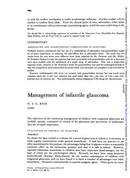 Imanagement of Infantile Glaucoma