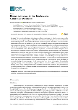 Recent Advances in the Treatment of Cerebellar Disorders