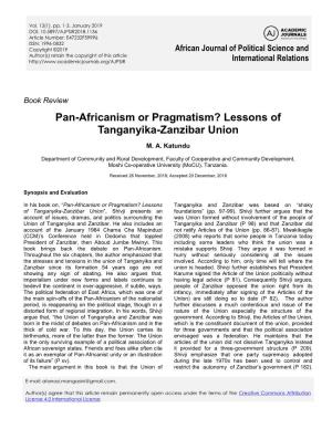 Pan-Africanism Or Pragmatism? Lessons of Tanganyika-Zanzibar Union