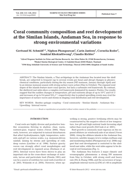 Coral Community Composition and Reef Development at the Similan Islands, Andaman Sea, in Response to Strong Environmental Variations