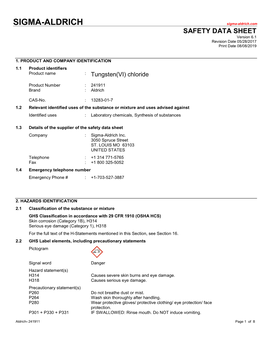 SAFETY DATA SHEET Version 6.1 Revision Date 05/28/2017 Print Date 08/08/2019