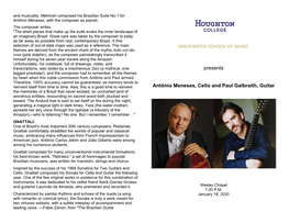 Presents Antônio Meneses, Cello and Paul Galbraith, Guitar