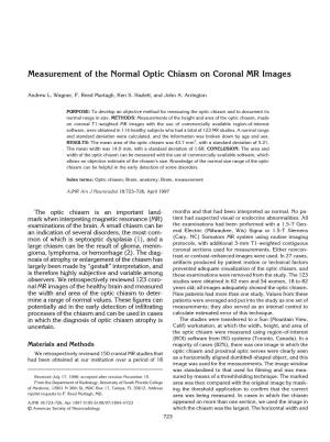 Measurement of the Normal Optic Chiasm on Coronal MR Images