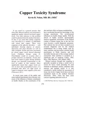 Copper Toxicity Syndrome 1 Kevin R