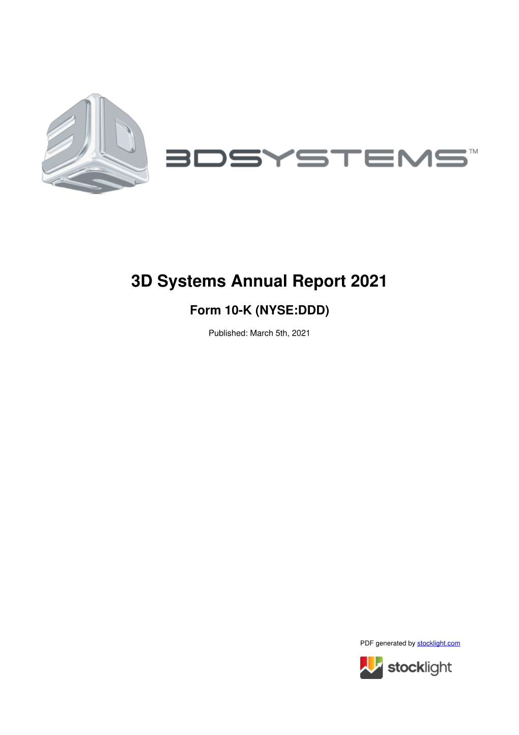 3D Systems Annual Report 2021