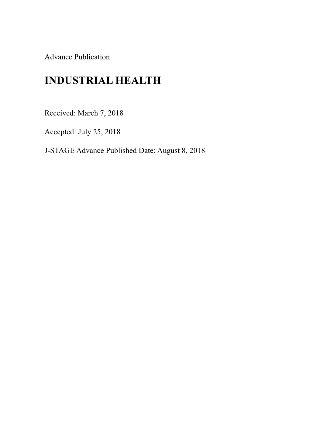 Industrial Health