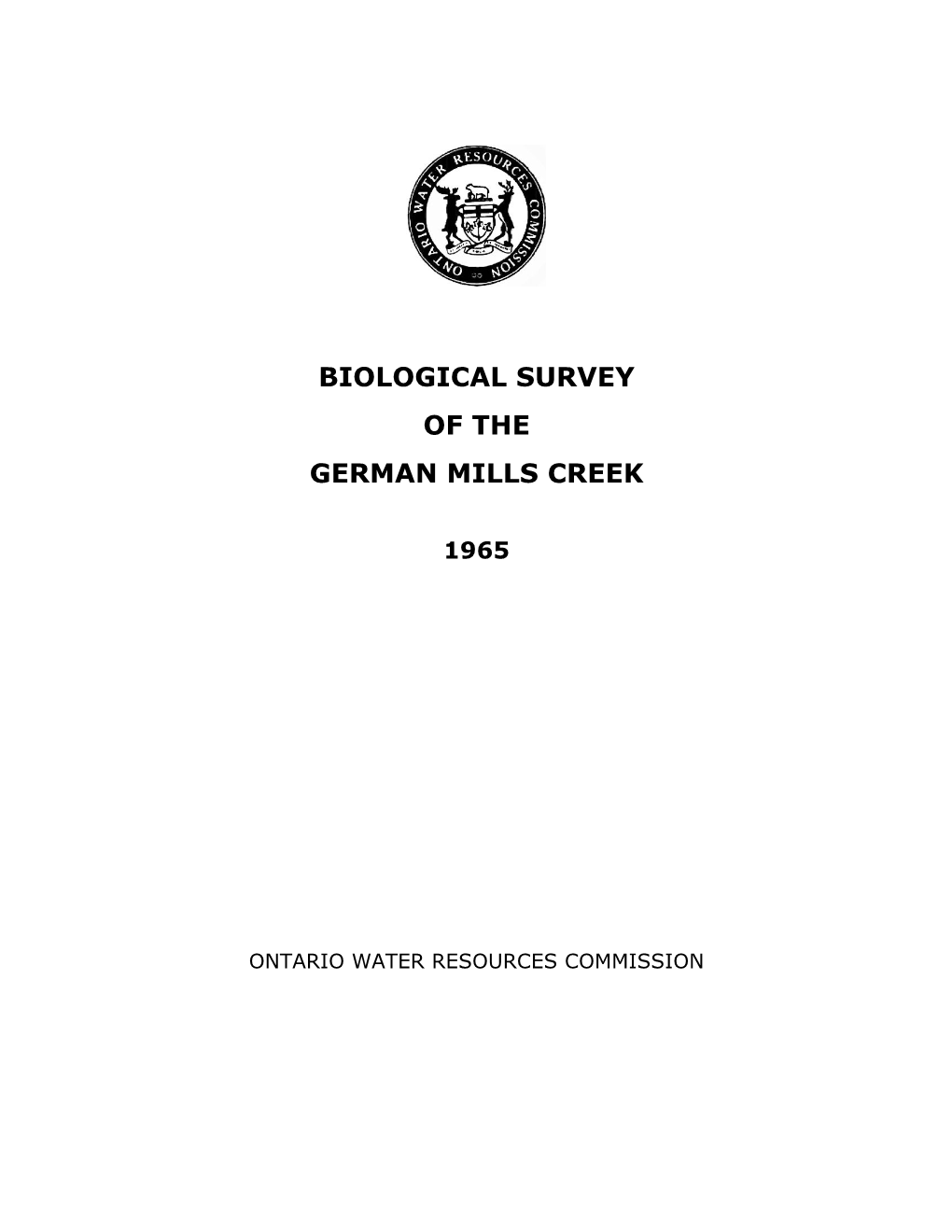 Biological Survey of German Mills Creek, a Branch of the Don River