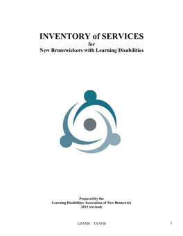 INVENTORY of SERVICES for New Brunswickers with Learning Disabilities