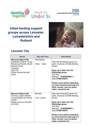 Infant Feeding Support Groups Across Leicester, Leicestershire and Rutland