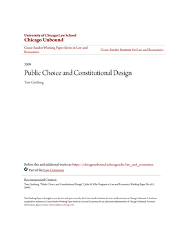 Public Choice and Constitutional Design Tom Ginsburg