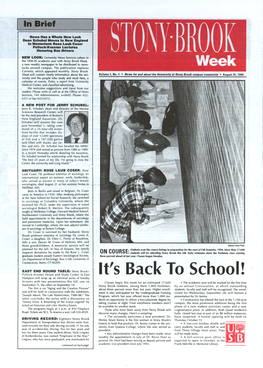 Stony Brook Week, M• I a New Weekly Newspaper to Be Distributed to News- Racks Around Campus