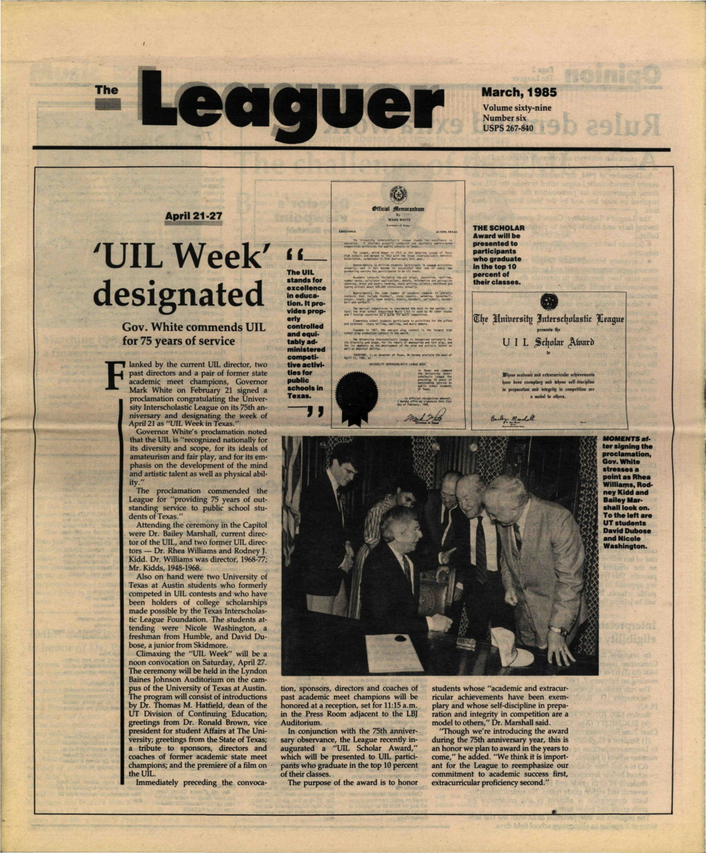 The Leaguer, March 1985