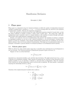 Hamiltonian Mechanics