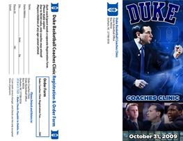 Duke Basketball Coaches Clinic Registration & Order Form