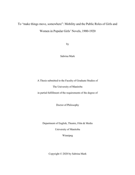 Mobility and the Public Roles of Girls And