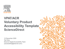 VPAT/ACR Voluntary Product Accessibility Template Sciencedirect