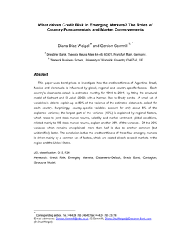 What Drives Credit Risk in Emerging Markets? the Roles of Country Fundamentals and Market Co-Movements