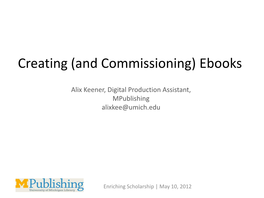Creating (And Commissioning) Ebooks