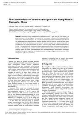 The Characteristics of Ammonia Nitrogen in the Xiang River in Changsha, China