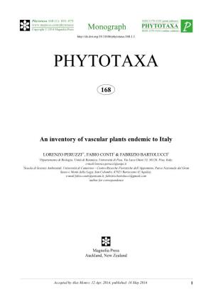 An Inventory of Vascular Plants Endemic to Italy