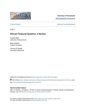 African Financial Systems: a Review
