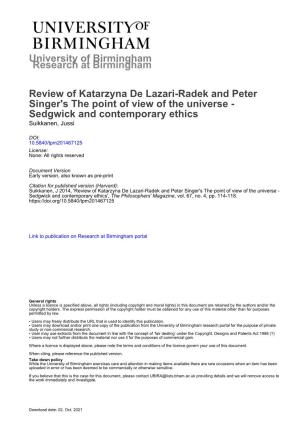 University of Birmingham Review of Katarzyna De Lazari-Radek And