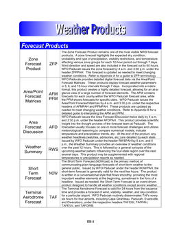 Forecast Products the Zone Forecast Product Remains One of the Most Visible NWS Forecast Products