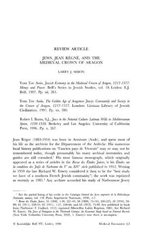 Review Article Jews, Jean Régné, and the Medieval