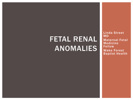 Fetal Renal Anomalies