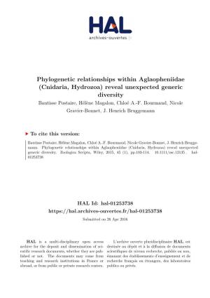 Cnidaria, Hydrozoa) Reveal Unexpected Generic Diversity Bautisse Postaire, Hélène Magalon, Chloé A.-F