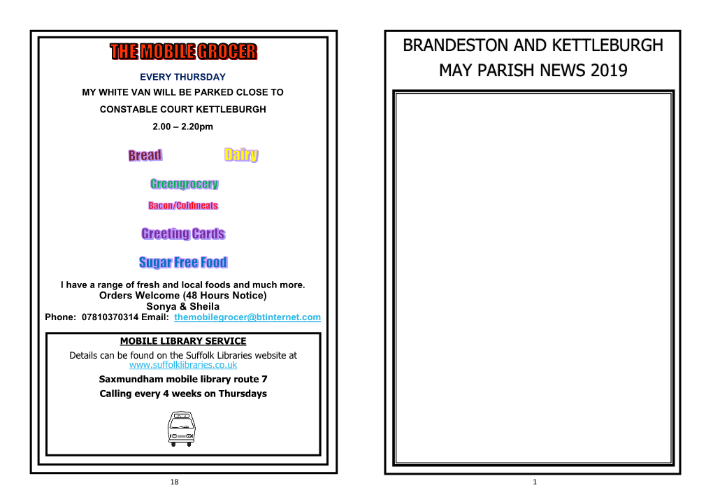 Brandeston and Kettleburgh May Parish News 2019