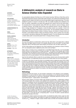 A Bibliometric Analysis of Research on Ebola in Science Citation Index