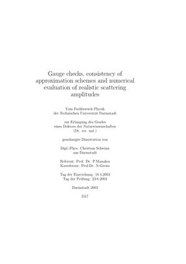 Gauge Checks, Consistency of Approximation Schemes and Numerical Evaluation of Realistic Scattering Amplitudes