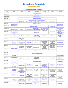 Broadcast Schedule November 2020