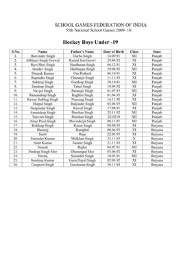 Hockey Boys Under -19