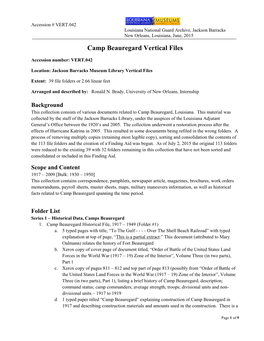 Camp Beauregard Vertical Files