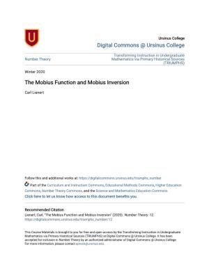 The Mobius Function and Mobius Inversion