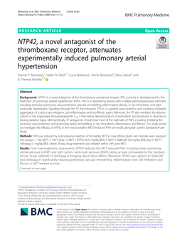 NTP42, a Novel Antagonist of the Thromboxane Receptor, Attenuates Experimentally Induced Pulmonary Arterial Hypertension Eamon P
