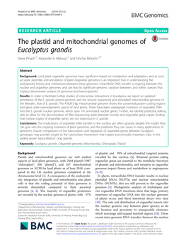 The Plastid and Mitochondrial Genomes of Eucalyptus Grandis Desre Pinard1,2, Alexander A