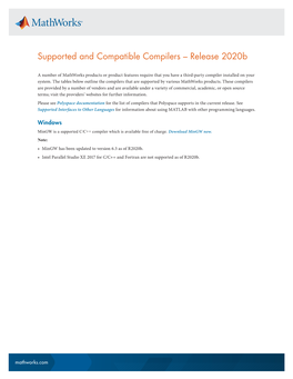 Supported Compilers