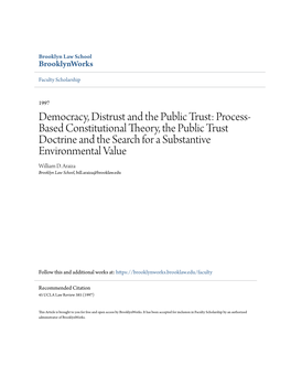 Democracy, Distrust and the Public Trust