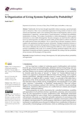 Is Organization of Living Systems Explained by Probability?