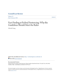 Fact-Finding at Federal Sentencing: Why the Guidelines Should Meet the Rules Deborah Young
