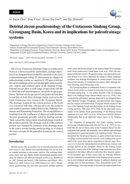 Detrital Zircon Geochronology of the Cretaceous Sindong Group, Gyeongsang Basin, Korea and Its Implications for Paleodrainage Systems