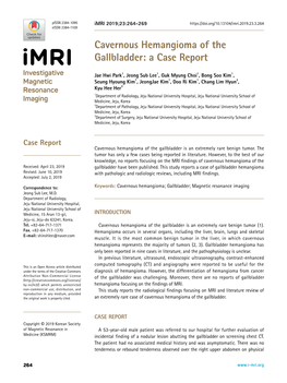 Cavernous Hemangioma of the Gallbladder: a Case Report