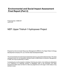 49086-001: Upper Trishuli 1 Hydroelectric Power Project